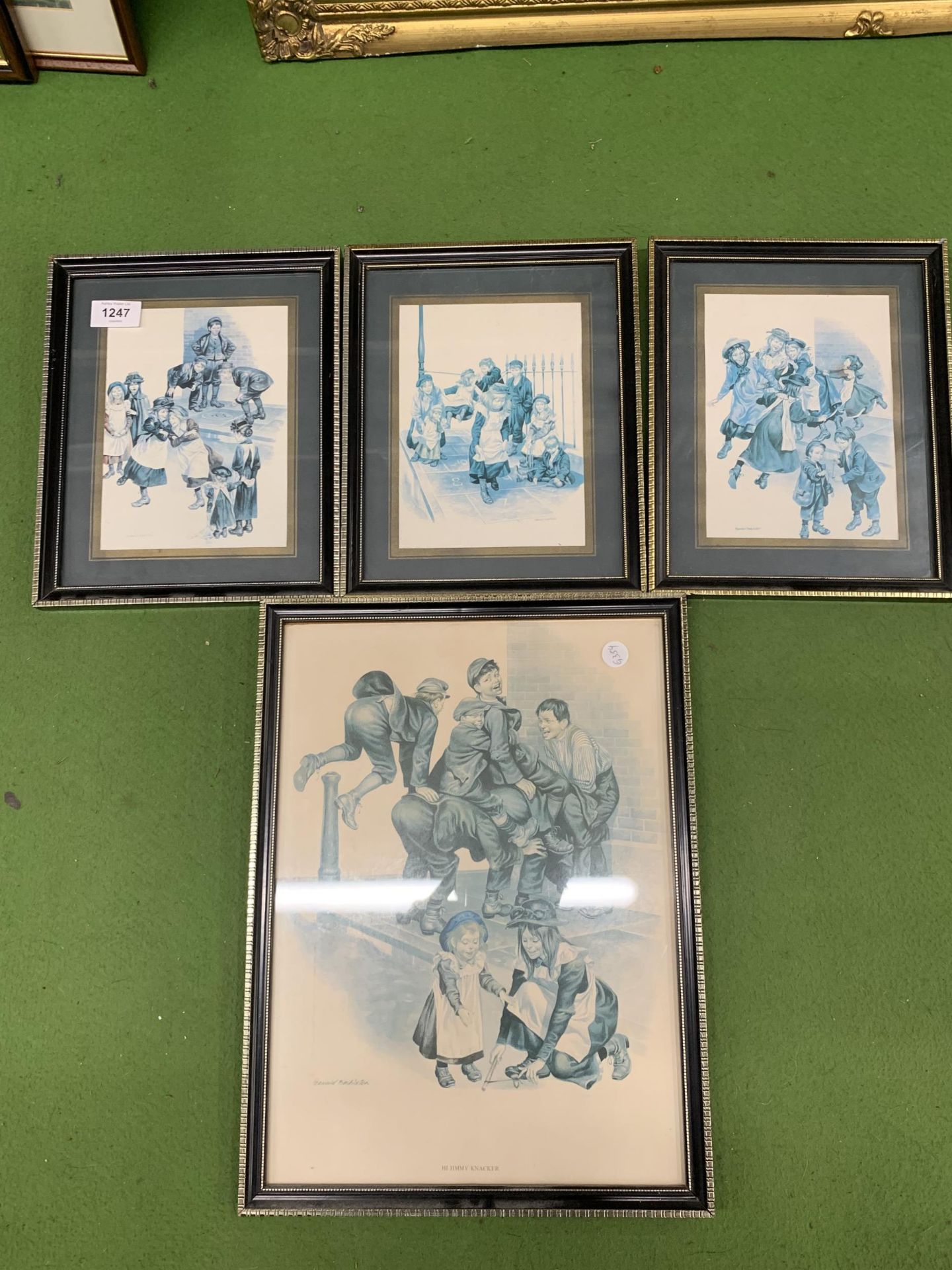 FOUR FRAMED PRINTS BY GERALD EMBLETON DEPICTING VICTORIAN PLAYGROUND DAYS