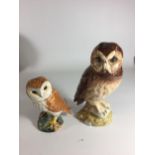 TWO CERAMIC OWL FIGURES - BESWICK BARN OWL & ROYAL DOULTON SHORT EARED OWL FOR WHYTE & MACKAY SCOTCH