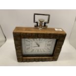 A WOODEN ,CHARLES WILLIAMS' MANTLE CLOCK HEIGHT 20CM