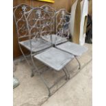 A SET OF FOUR METAL FOLDING GARDEN CHAIRS