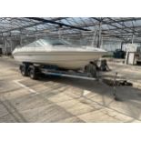 A SEARAY 180 BOWRIDER POWER BOAT - A RESTORATION PROJECT, THE BOAT HAS BEEN DRY STORED, REQUIRES