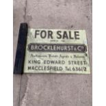 A VINTAGE DOUBLE SIDED ENAMEL 'BROCKLEHURST & CO, AUCTIONEERS' FOR SALE SIGN