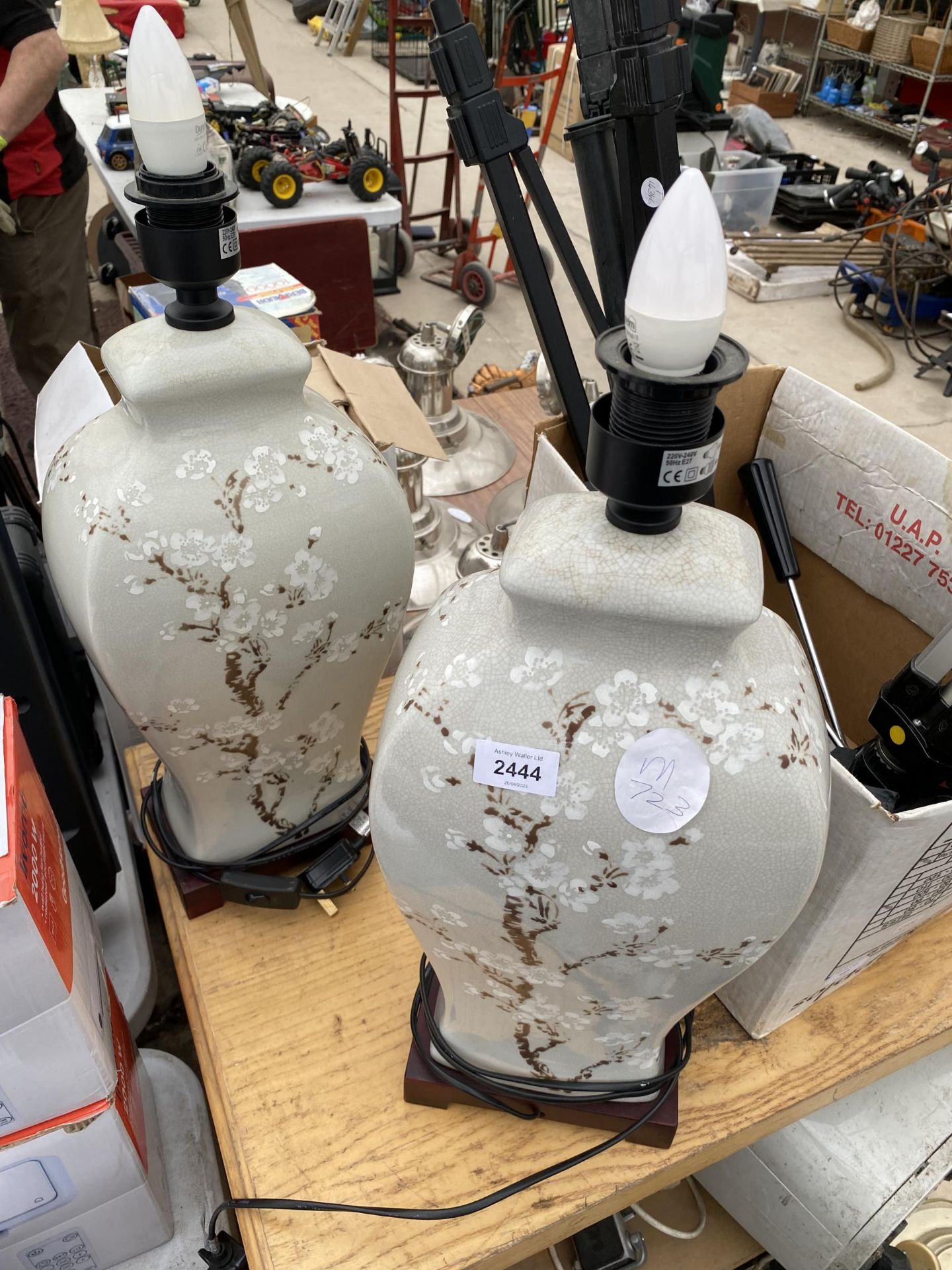 TWO LARGE CERAMIC TABLE LAMPS