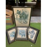 FOUR FRAMED PRINTS BY GERALD EMBLETON DEPICTING VICTORIAN PLAYGROUND DAYS