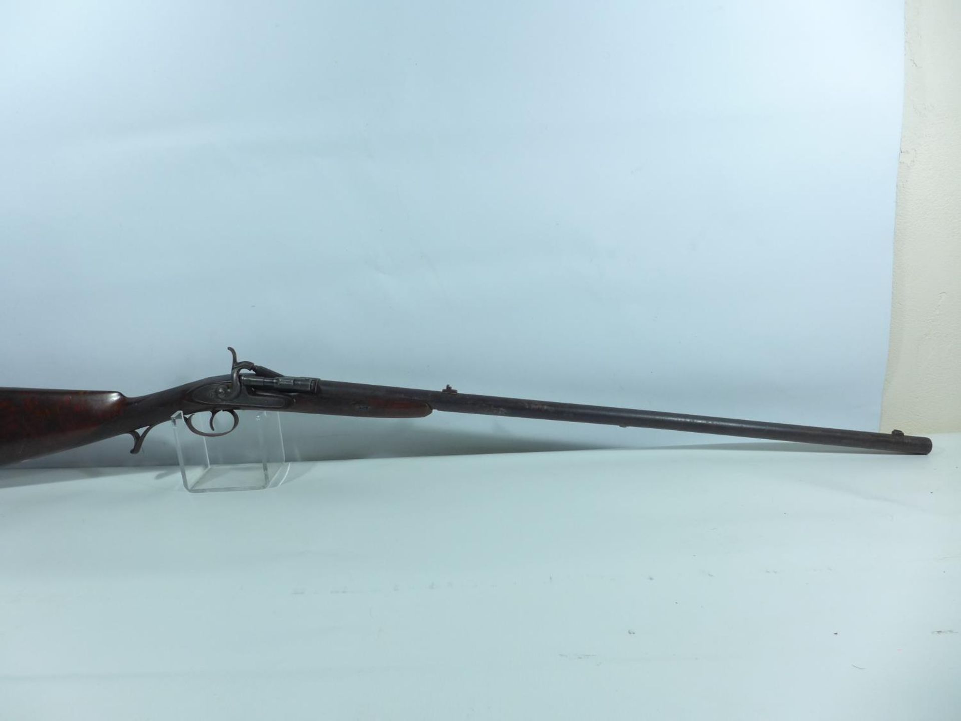 A SNYDER CONVERTED DEACTIVATED SHOTGUN, 79CM BARREL, LOCK MARKED WATSON AND SON, LENGTH 127CM