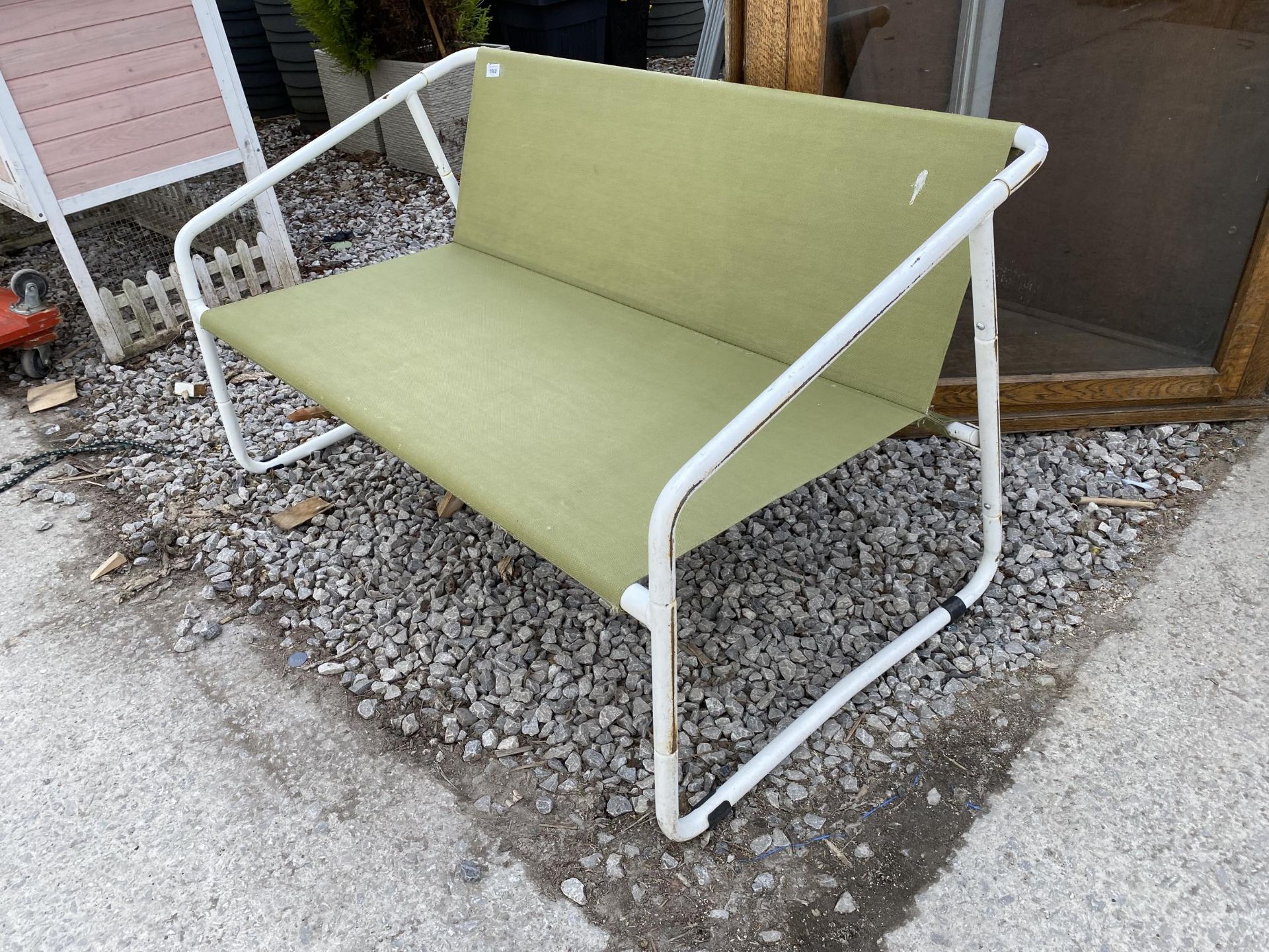 A TWO SEATER METAL FRAMED BENCH - Image 2 of 2