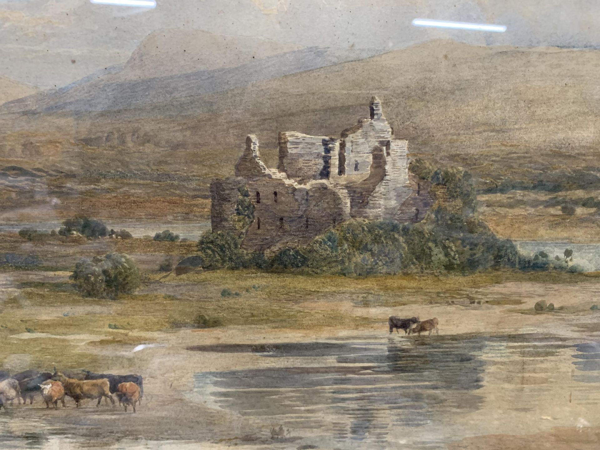 A LARGE WATERCOLOUR IN GILT FRAME OF THE SCOTTISH HIGHLANDS - 93 X 68 CM APPROX - Image 3 of 3