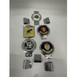 A COLLECTION OF FIVE VINTAGE CAR BADGES, YORKSHIRE, SILVERSTONE ETC