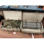 TWO SUITCASES CONTAINING A LARGE QUANTITY OF BRITISH ARMY UNIFORMS, CAMOUFLAGE ITEMS ETC