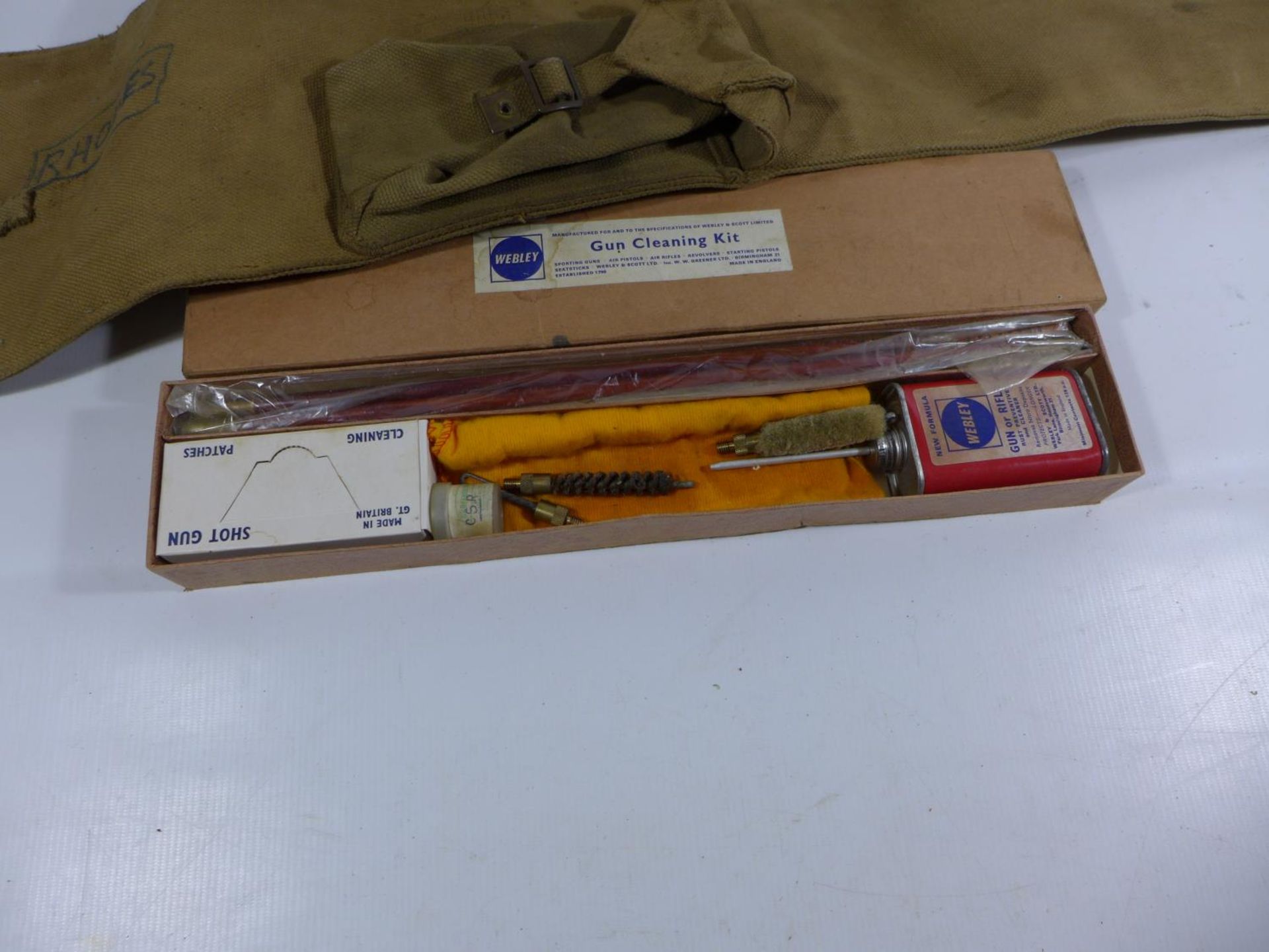 A CANVAS SLIP CASE FOR A 1942 MARK III SNIPERS RIFLE AND A WEBLEY UNUSED GUN CLEANING KIT (2) - Image 4 of 4