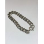 A HEAVY SILVER FLAT LINK BRACELET