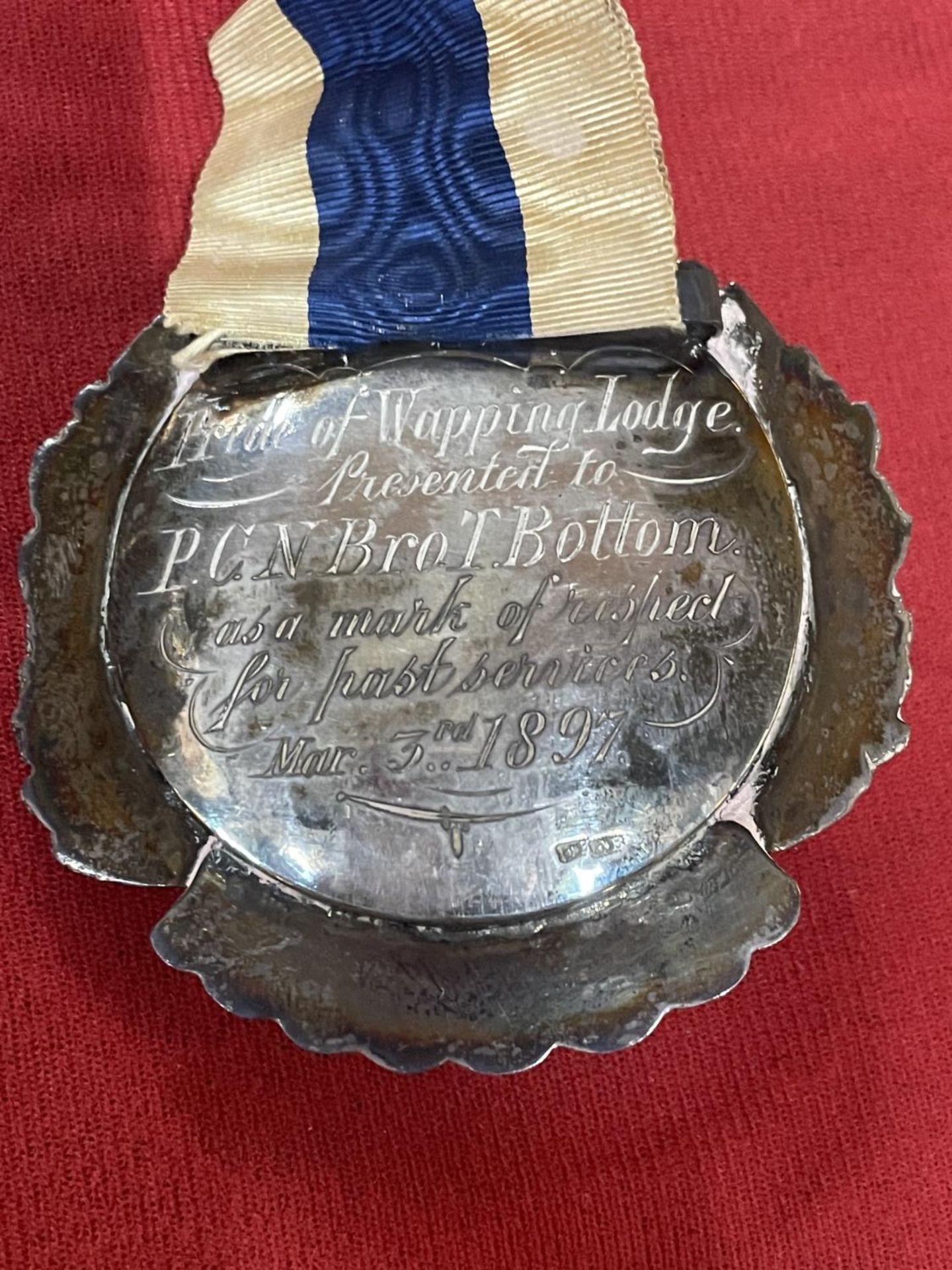 TWO LARGE SILVER MEDALS ON A BOARD INDISTINCT HALL MARKS - Image 8 of 9