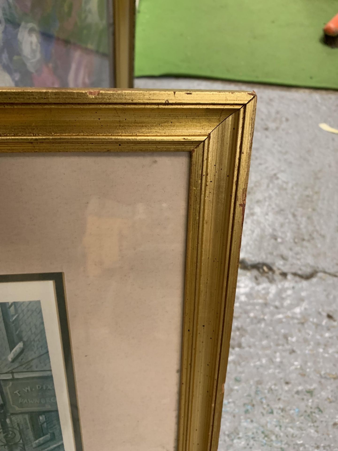 THREE GILT FRAMED PRINTS, TWO STILL LIFE FLOWERS AND FRUITS, THE OTHER A VICTORIAN STREET SCENE - Image 6 of 6