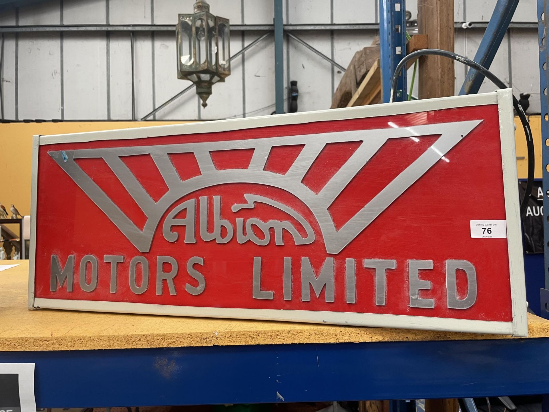 AN ALBION MOTORS ILLUMINATED BOX SIGN