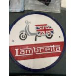 A CAST LAMBRETTA SIGN, DIAMETER 29CM