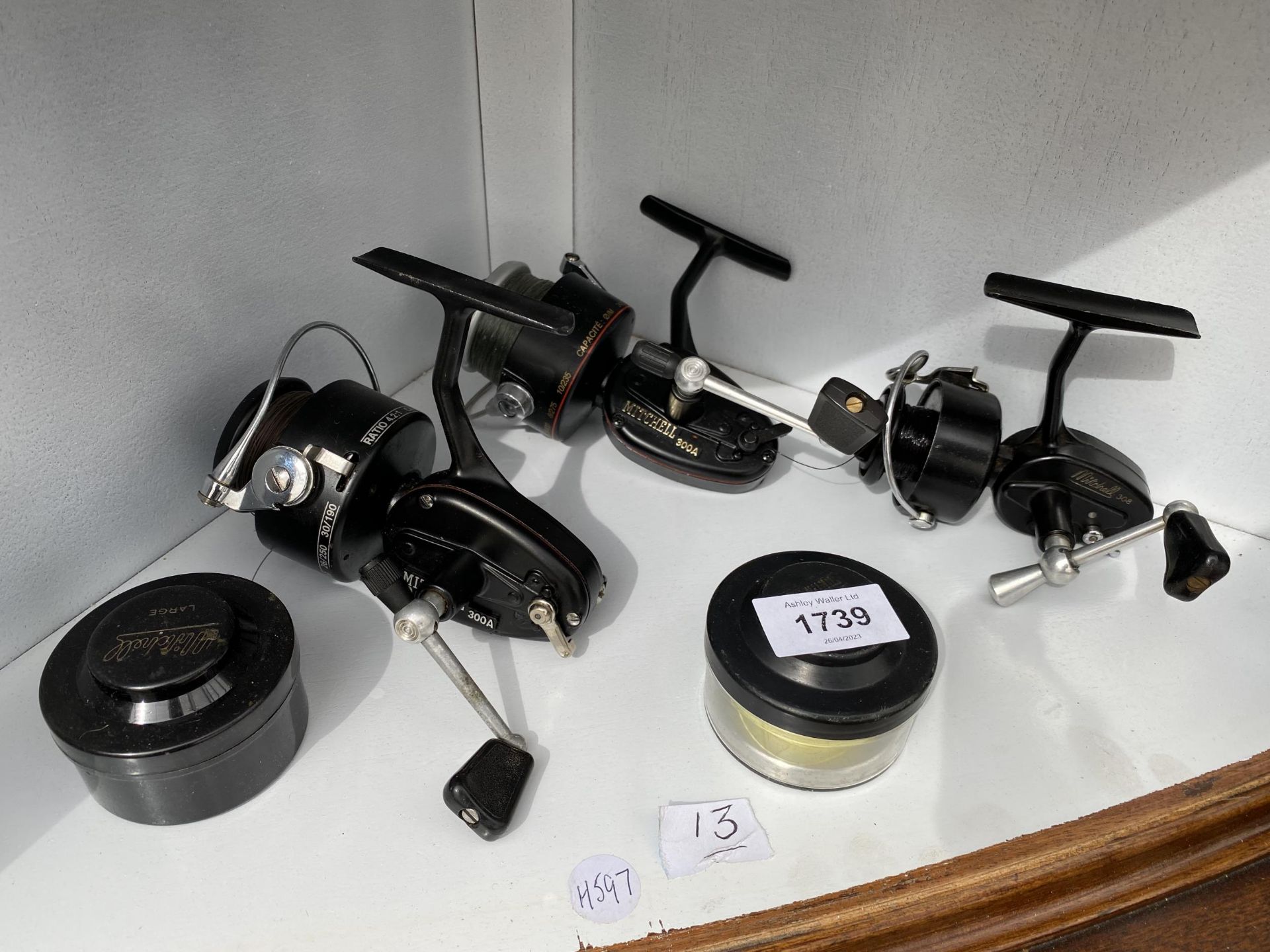 THREE MITCHELL FIXED SPOOL FISHING REELS CONSISTING OF TWO 300A WITH SPARE SPOOLS AND A 308 PRINCE