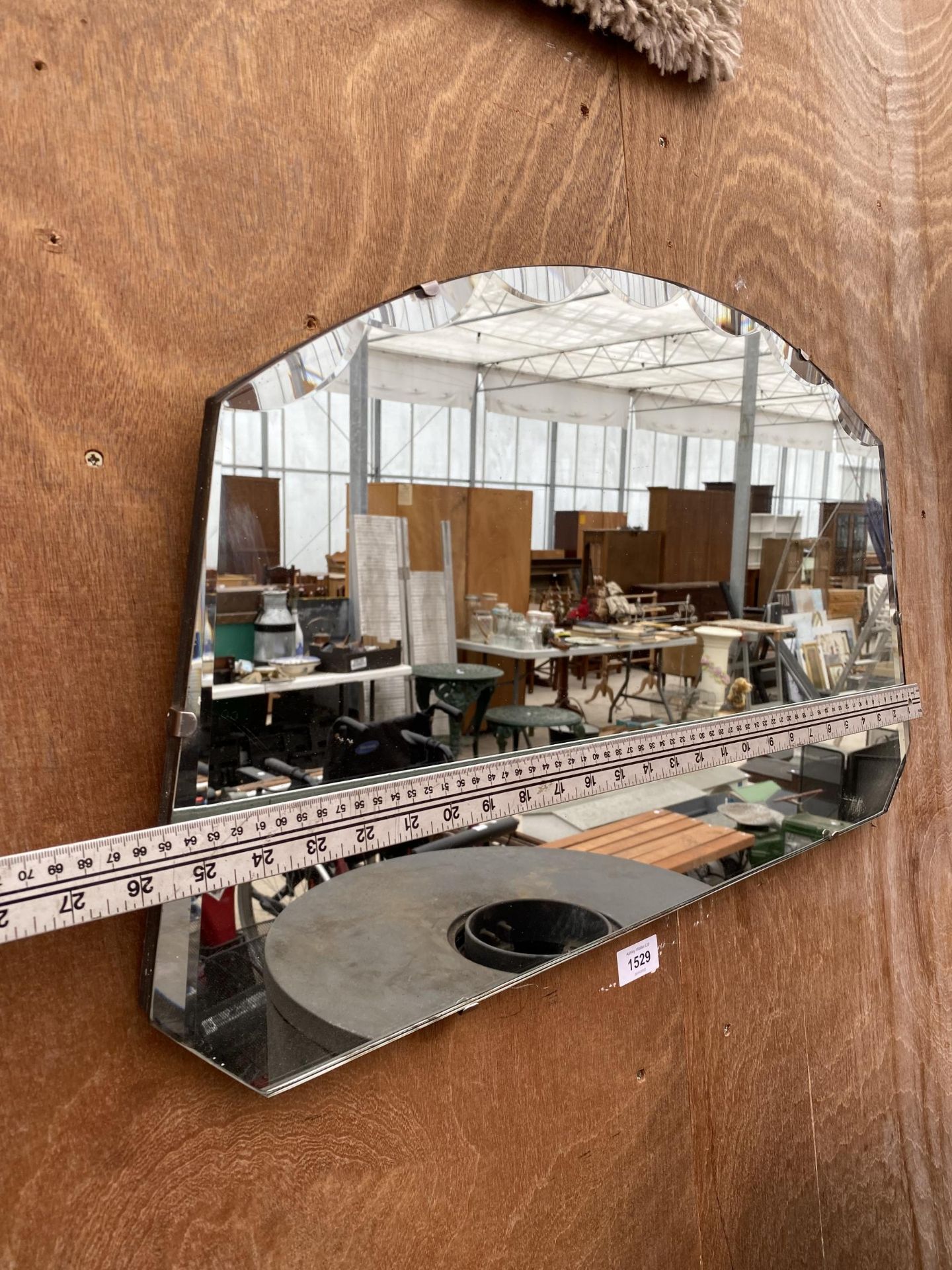 A DOMED ART DECO UNFRAMED BEVELED EDGE WALL MIRROR - Image 2 of 2