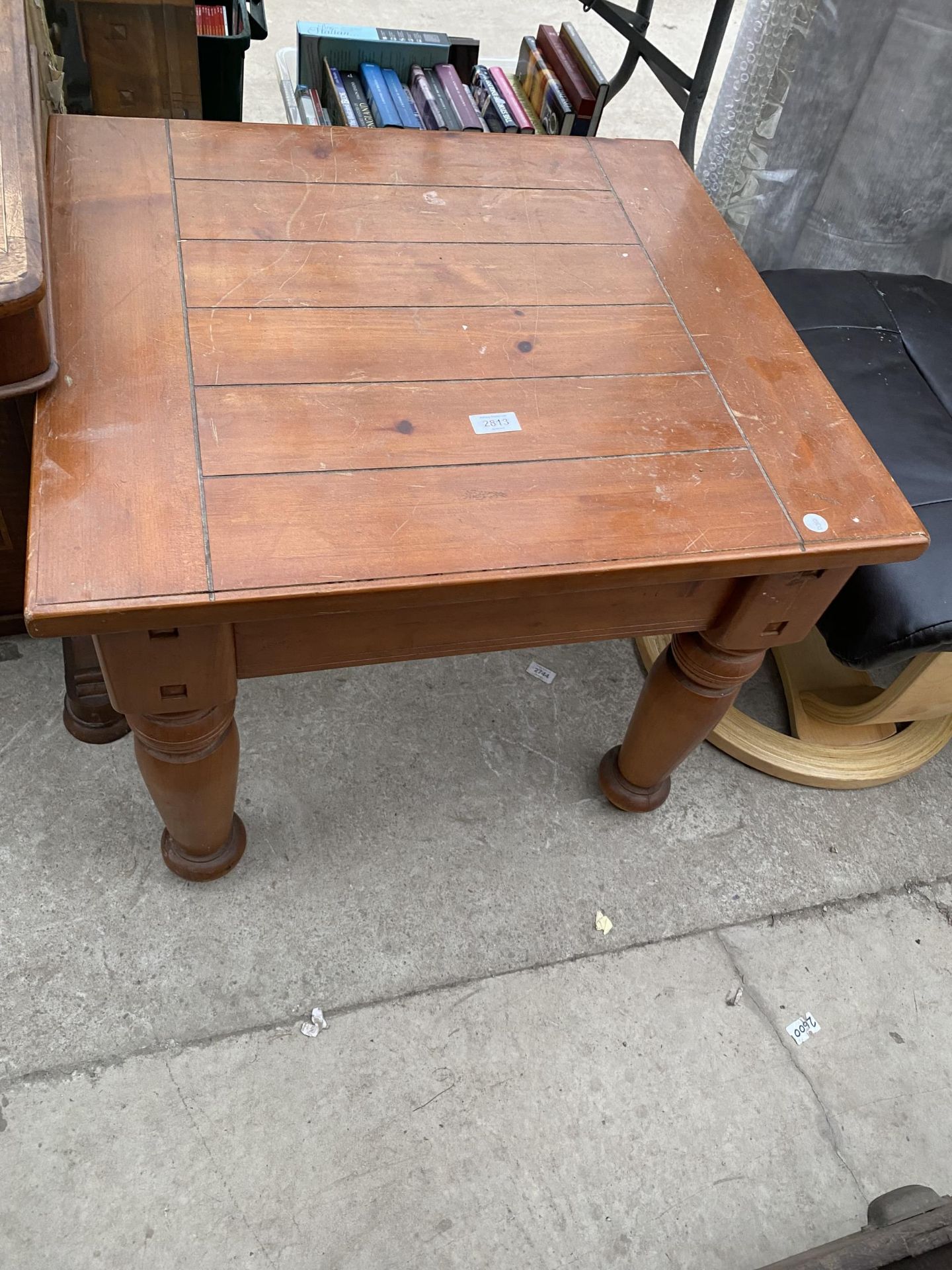 A MODERN PINE LAMP TABLE