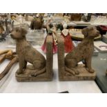 A PAIR OF STONE DOG BOOKENDS HEIGHT 21CM