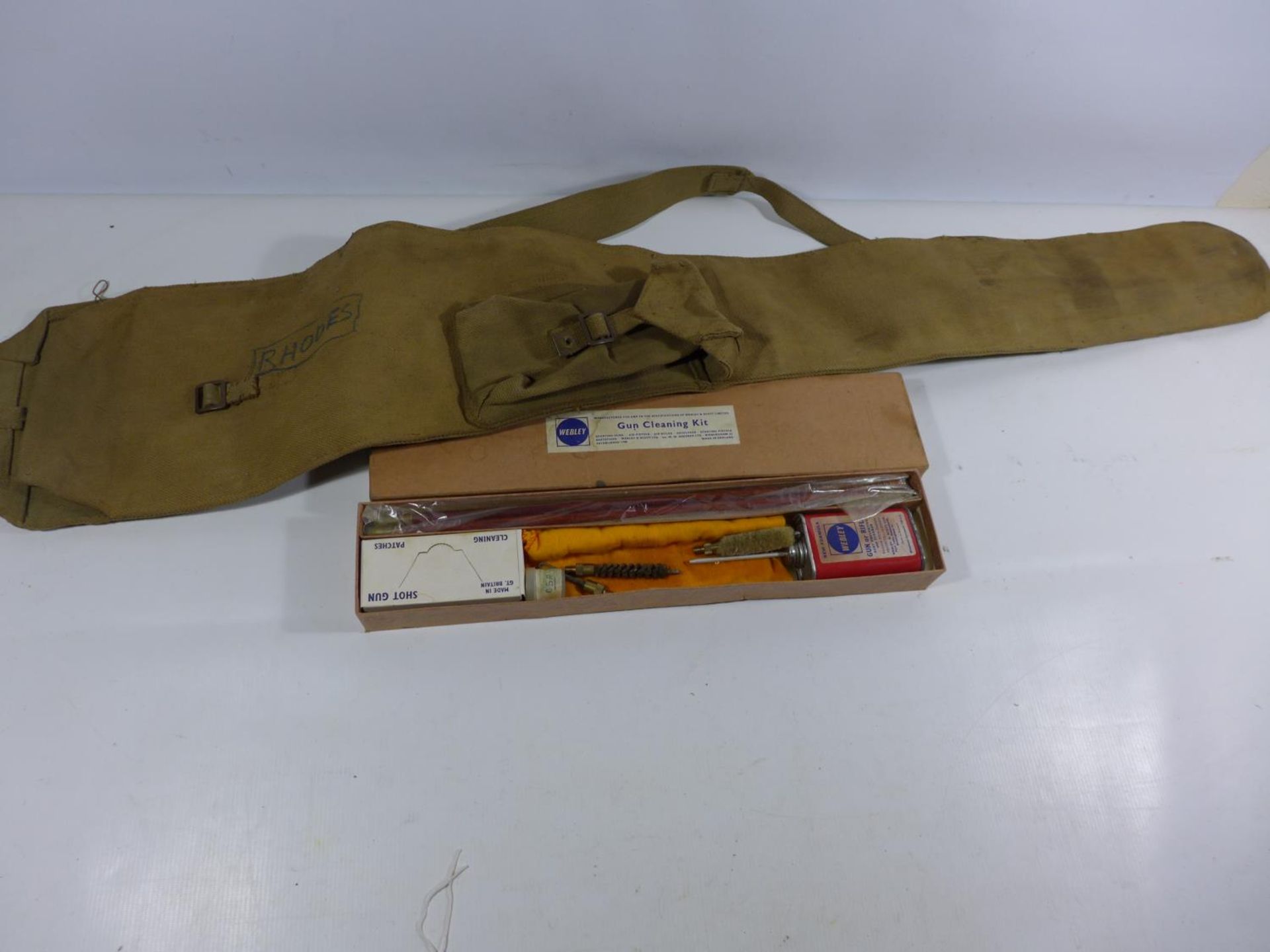 A CANVAS SLIP CASE FOR A 1942 MARK III SNIPERS RIFLE AND A WEBLEY UNUSED GUN CLEANING KIT (2) - Image 3 of 4