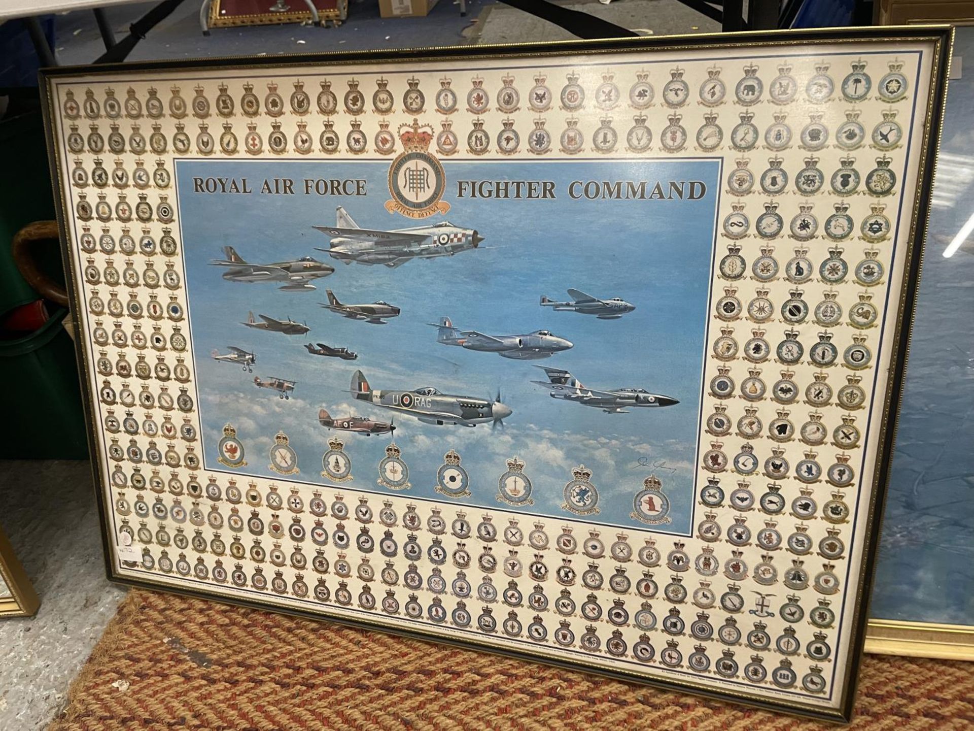 A LARGE FRAMED PRINT ROYAL AIRFORCE FIGHTER COMMAND