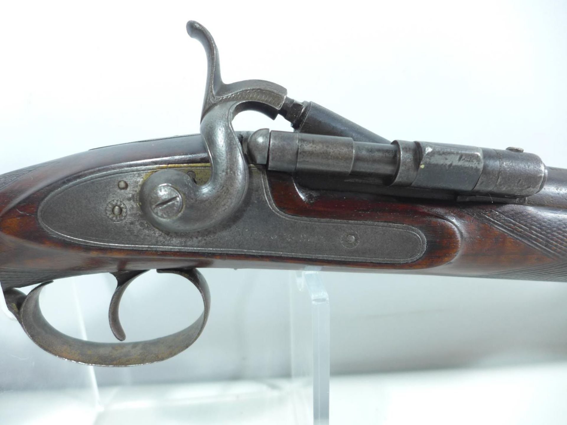 A SNYDER CONVERTED DEACTIVATED SHOTGUN, 79CM BARREL, LOCK MARKED WATSON AND SON, LENGTH 127CM - Image 3 of 8
