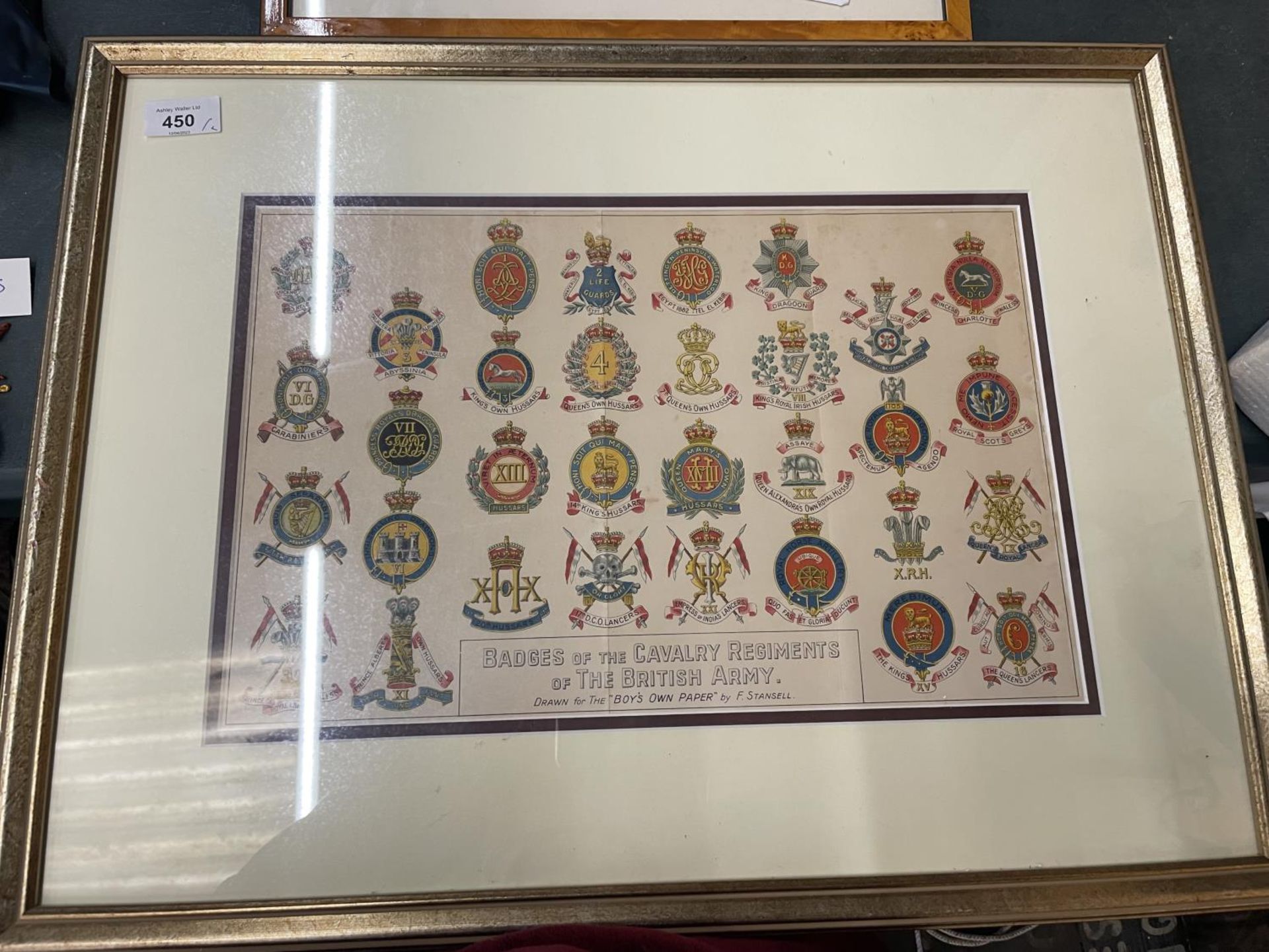 BADGES OF THE CAVALRY REGIMENTS OF THE BRITISH ARMY, 25 X 40CM, FRAMED AND GLAZED, FRAMED PRINT OF - Image 3 of 5