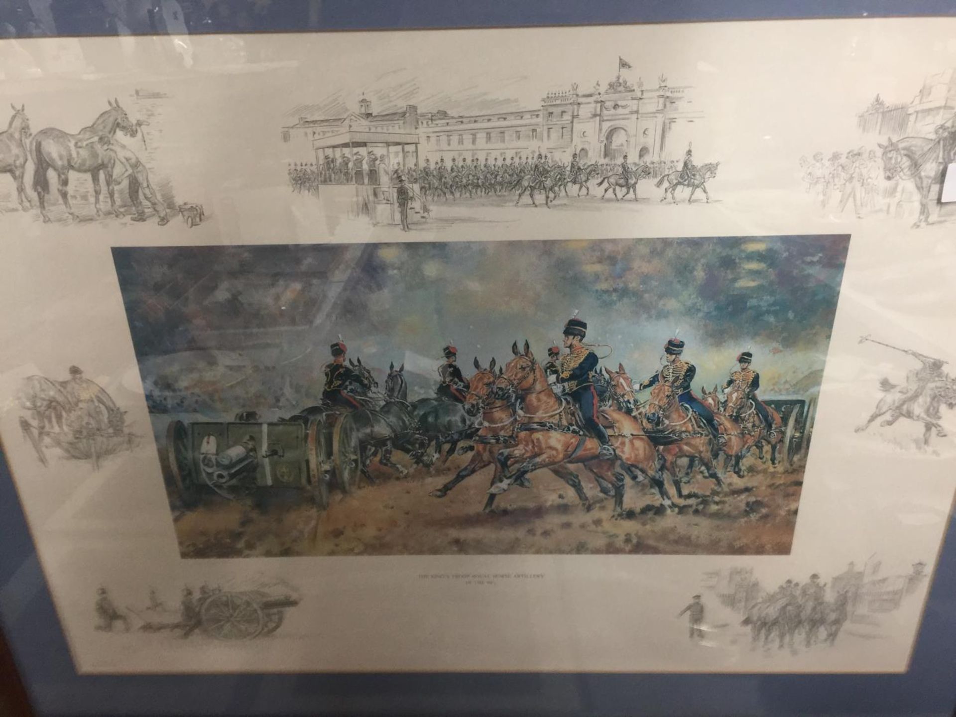 A LARGE FRAMED JOHN WONKLYN "THE KINGS TROOP ROYAL HORSE ARTILLARY SIGNED PRINT - Image 2 of 2