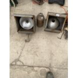 TWO VINTAGE STRAND THEATRE LIGHTS AND A VINTAGE TABLE LAMP