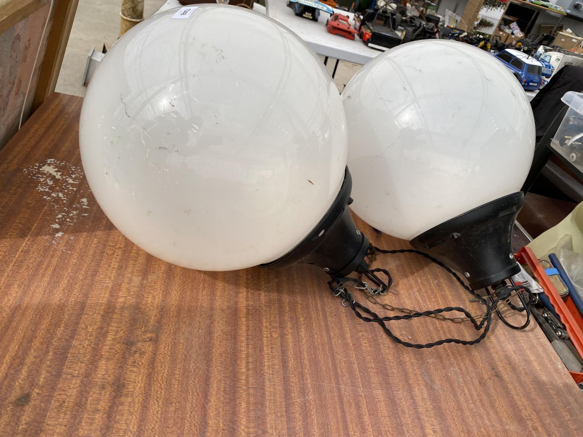 A PAIR OF LARGE RETRO LIGHT FITTINGS - Image 2 of 2