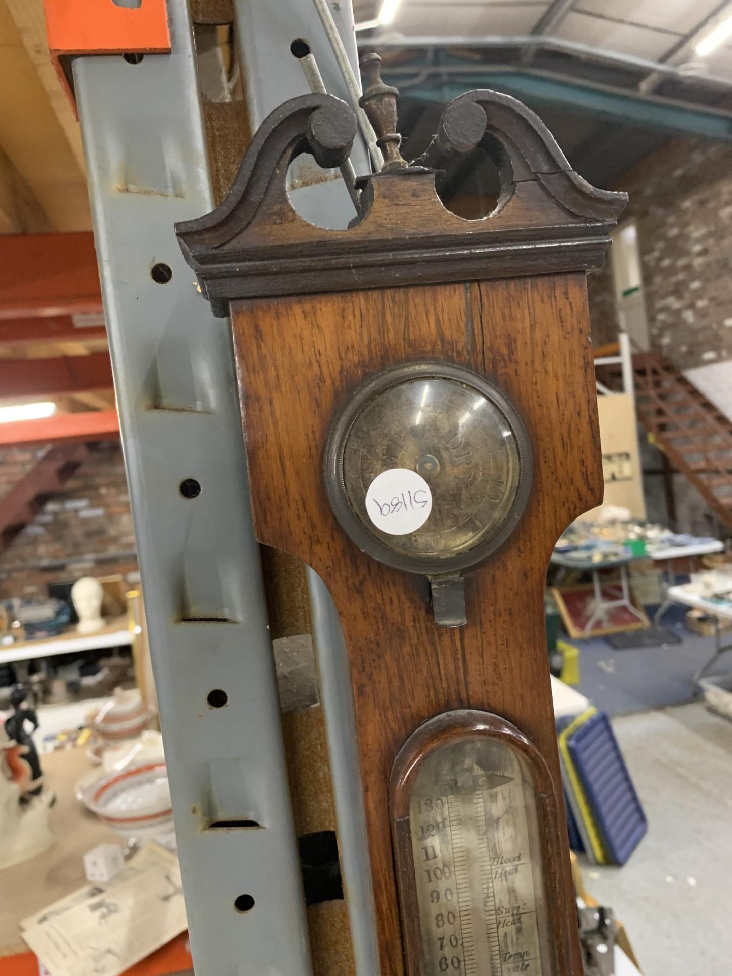 A VICTORIAN MAHOGANY BANJO BAROMETER WITH DOMBED GLASS BEZEL - Image 5 of 5