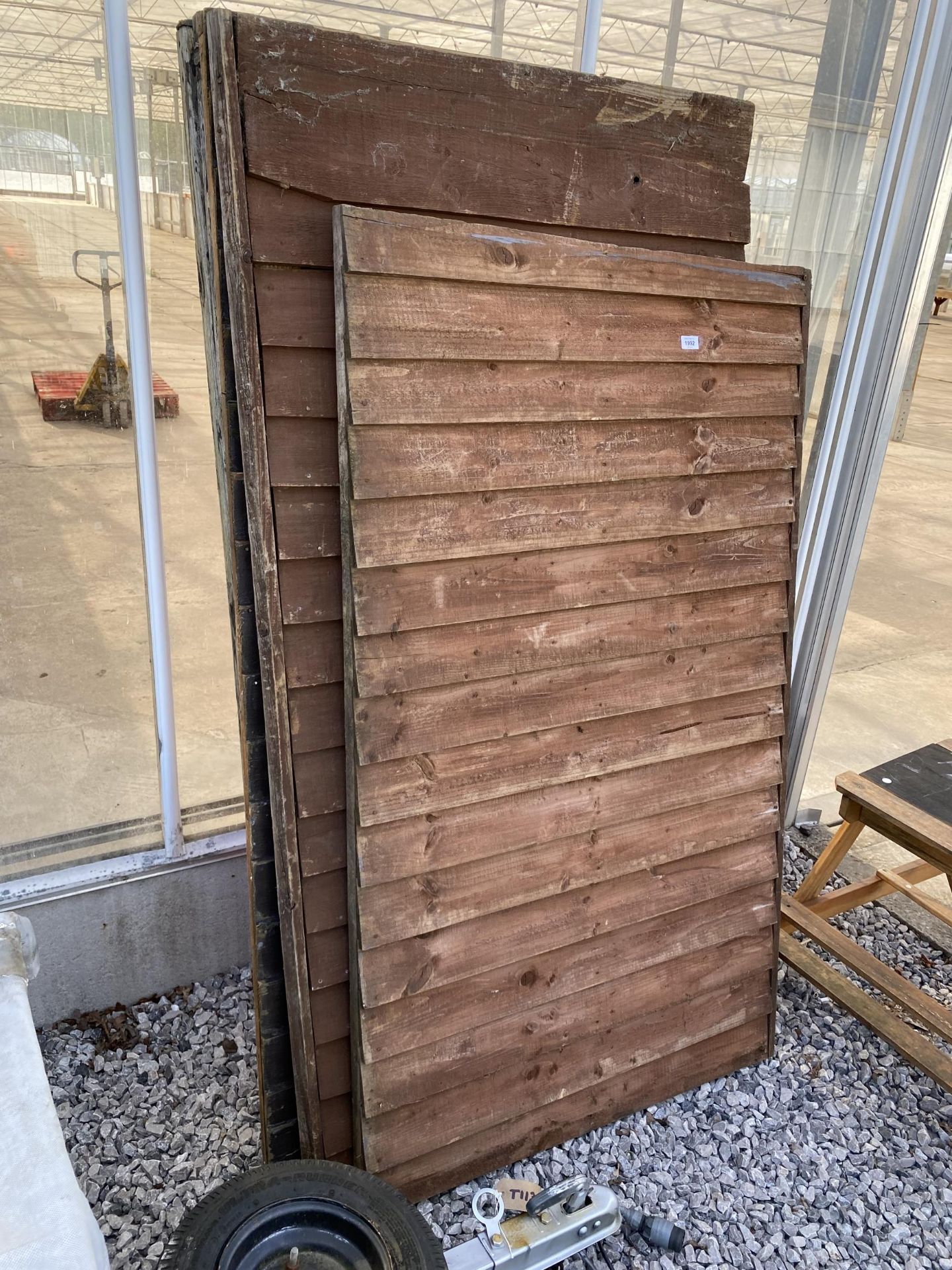 FIVE WOODEN FENCE PANELS