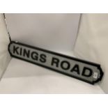 A LARGE KINGS ROAD WOODEN STREET SIGN