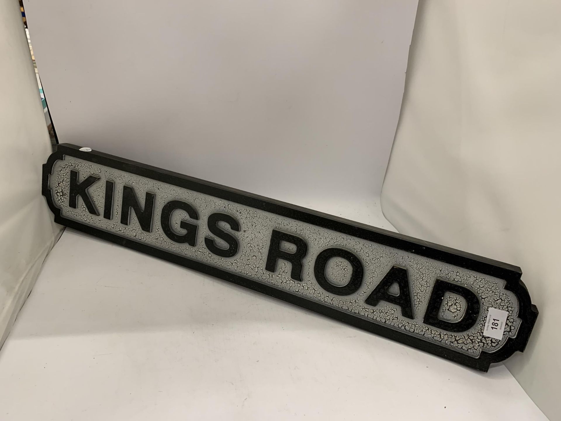 A LARGE KINGS ROAD WOODEN STREET SIGN