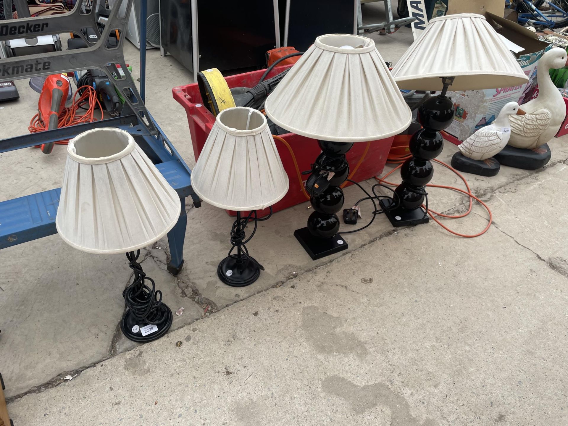 FOUR VARIOUS TABLE LAMPS WITH SHADES