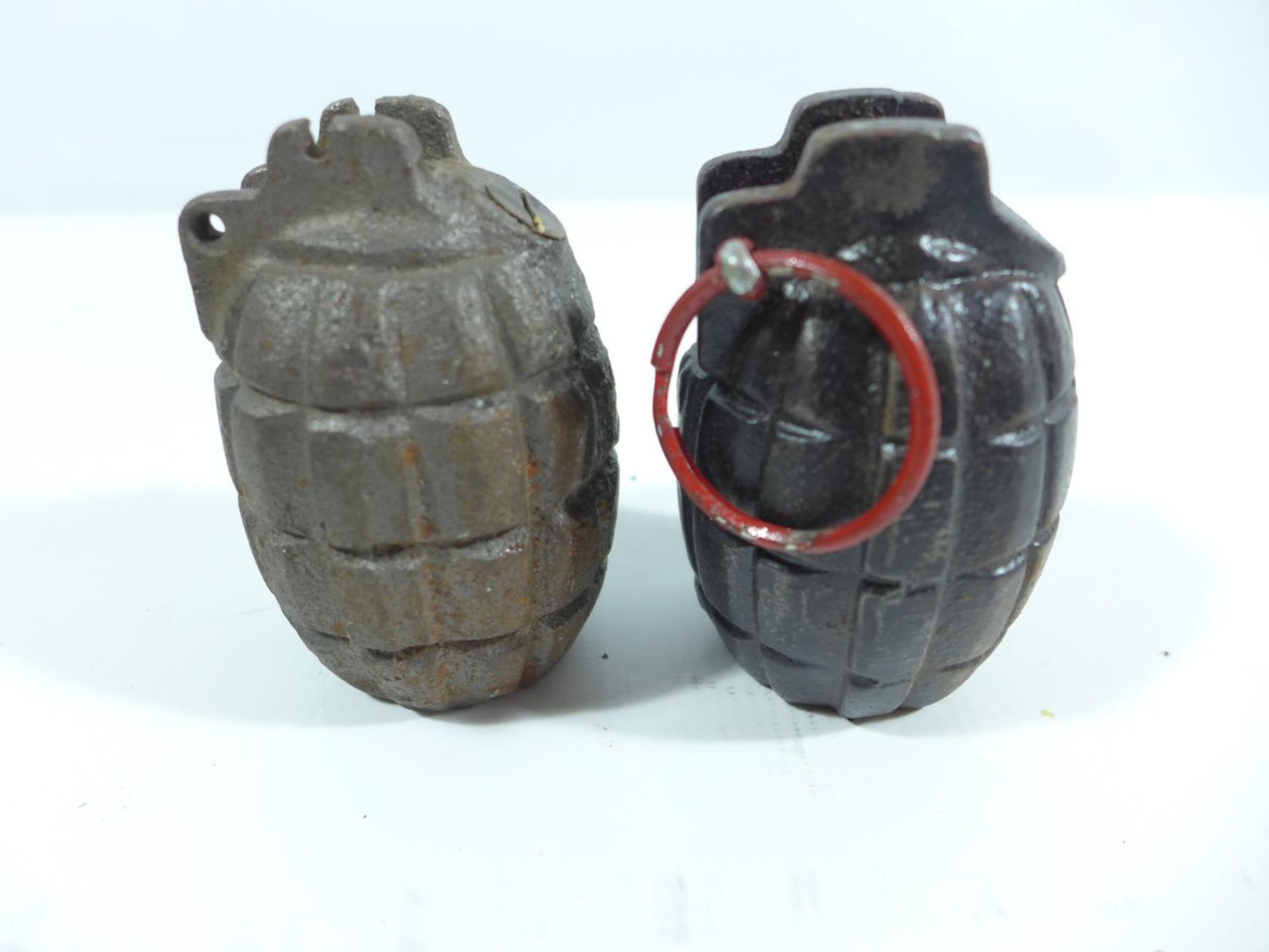 TWO WORLD WAR II PRACTICE GRENADES, HEIGHT 9CM