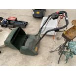 AN ATCO WINDSOR 14S LAWN RAKE WITH COLLECTION BOX