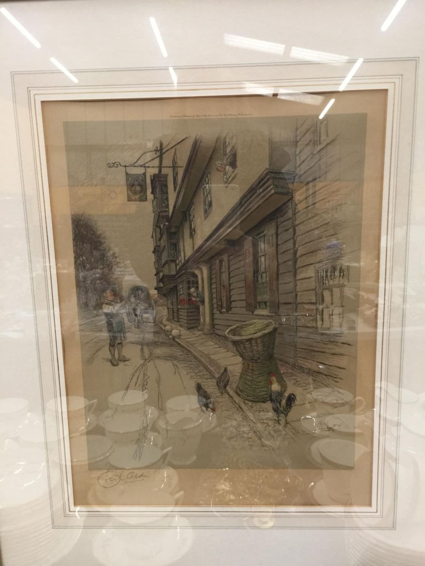 TWO VINTAGE STYLE PRINTS OF VICTORIAN STREET SCENES SIGNED IN PENCIL CECIL ALDIN 61CM X 71CM - Image 2 of 6