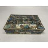A MOTHER OF PEARL LIDDED JEWELLERY BOX