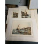 A GROUP OF E.H. BARLOW PENCIL SIGNED ENGRAVINGS OF COASTAL TOWN SCENES