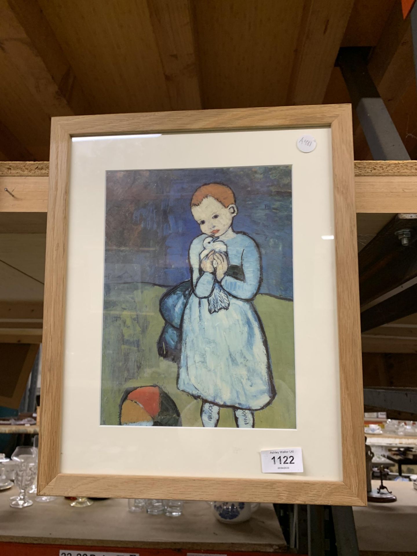 A FRAMED PICASSO PRINT 'GIRL WITH A DOVE'