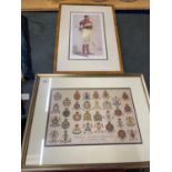 BADGES OF THE CAVALRY REGIMENTS OF THE BRITISH ARMY, 25 X 40CM, FRAMED AND GLAZED, FRAMED PRINT OF