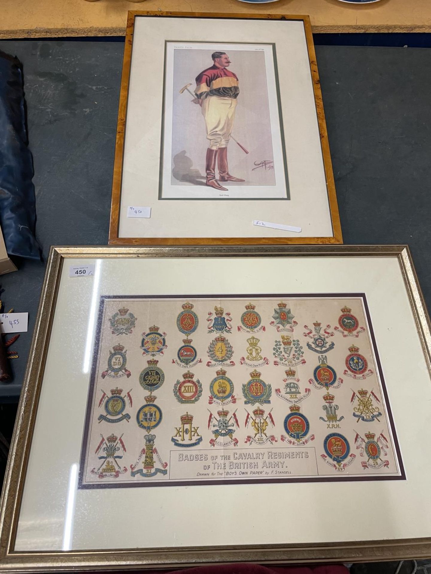 BADGES OF THE CAVALRY REGIMENTS OF THE BRITISH ARMY, 25 X 40CM, FRAMED AND GLAZED, FRAMED PRINT OF