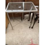 A MODERN POLISHED ALLOY LAMP TABLE WITH CANTED CORNERS, 19.5 X 13.5"