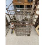 THREE VINTAGE GALVANISED BOTTLE CRATES