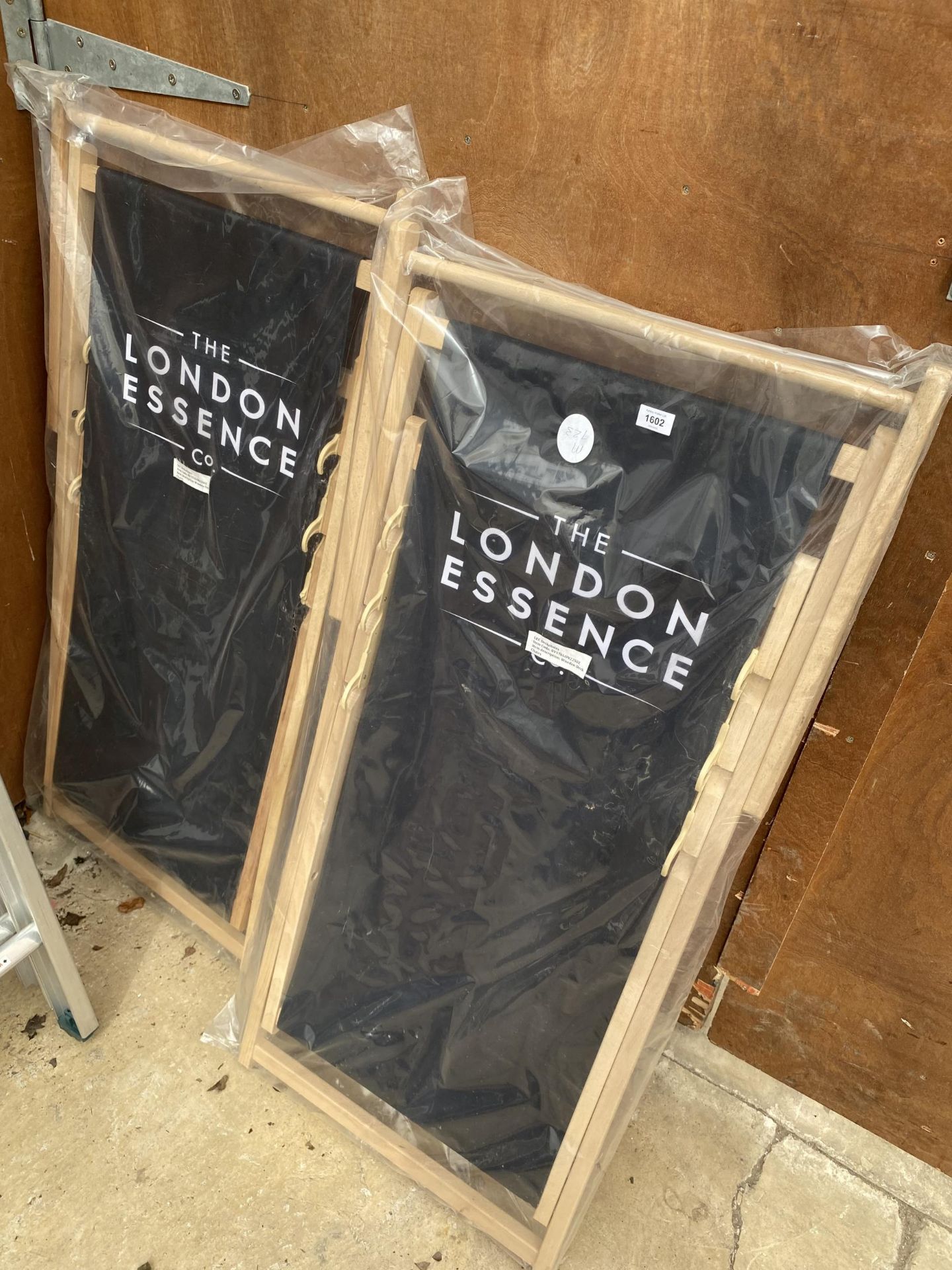 TWO AS NEW FOLDING 'LONDON ESSENCE' DECK CHAIRS