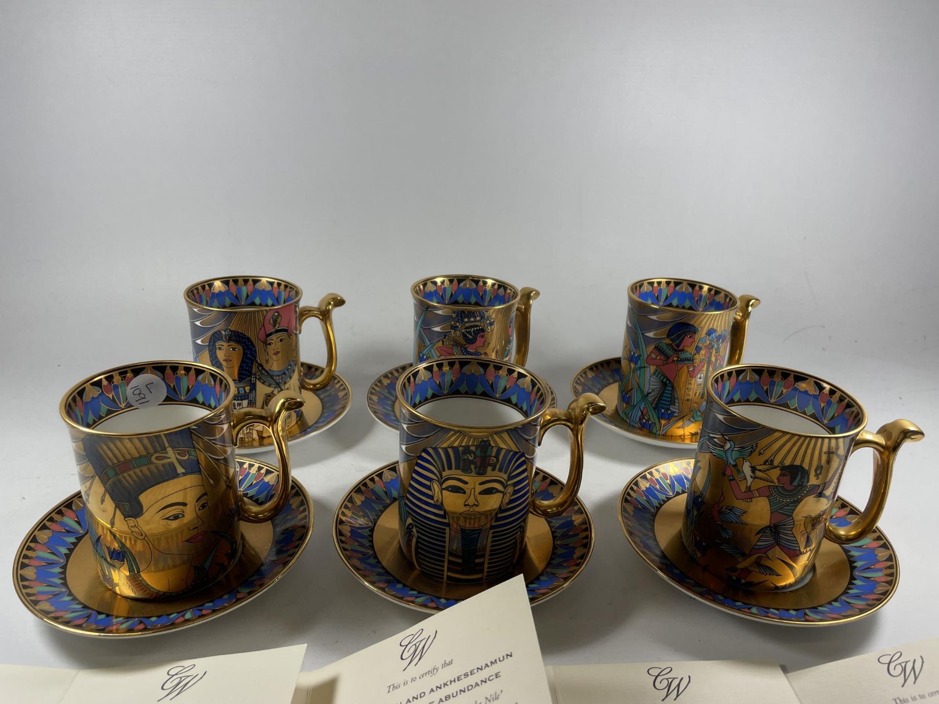 SIX COMPTON AND WOODHOUSE 'WONDERS OF THE NILE' CUPS AND SAUCERS - WITH CERTIFICATES OF AUTHENTICITY - Image 2 of 6