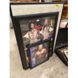 THREE FRAMED WRESTLING PRINTS AND A FURTHER FRAMED PRINT