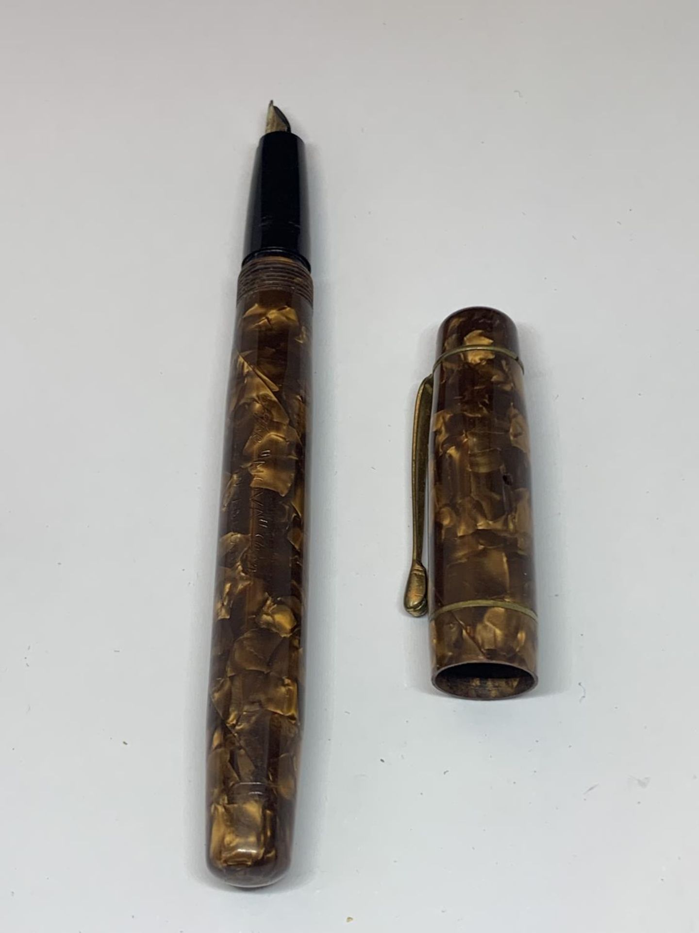 A VINTAGE TORTOISE SHELL FOUNTAIN PEN