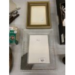 A WATERFORD CRYSTAL PHOTO FRAME- 26.5 X 21.5 TOGETHER WITH A FURTHER WOODEN FRAME